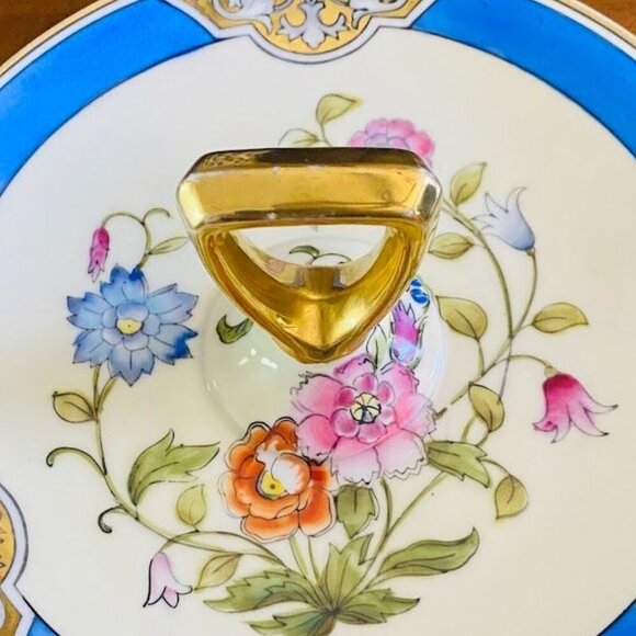 Noritake Hand-Painted Floral & Gold Trim Porcelain Dish With Handle - Picture 4 of 6